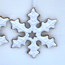 Load image into Gallery viewer, White &#39;Iced&#39; Gingerbread Snowflake Decoration Set
