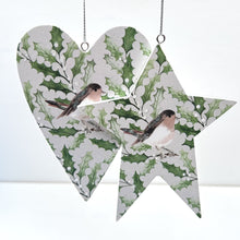 Load image into Gallery viewer, Wooden Robin Heart &amp; Star Set
