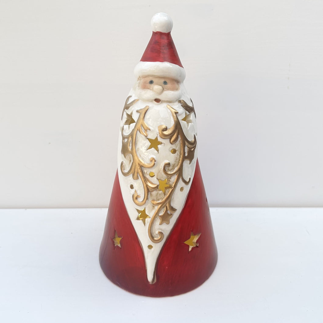 Ceramic LED Santa with Cut-out Stars