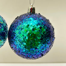 Load image into Gallery viewer, Glitter Peacock Bauble Set
