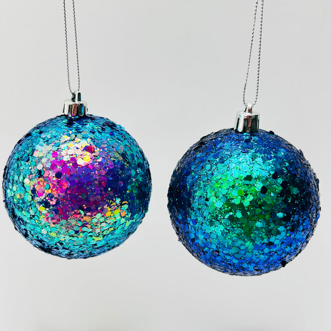 Glitter Peacock Bauble Set