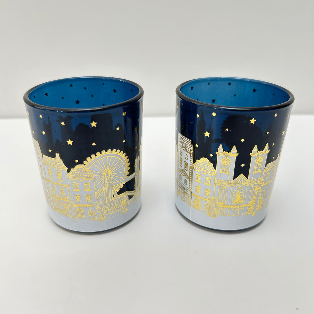 London Scene Gold Glass Tealight Holder