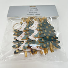 Load image into Gallery viewer, Green &amp; Gold Wooden Christmas Tree Garland
