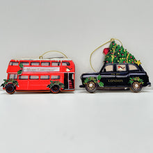 Load image into Gallery viewer, London Bus &amp; Taxi Wooden Decoration Set
