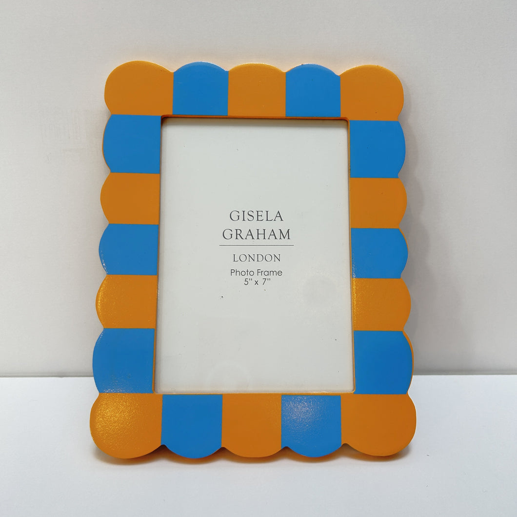 Blue & Yellow Stripe Wooden Photo Frame