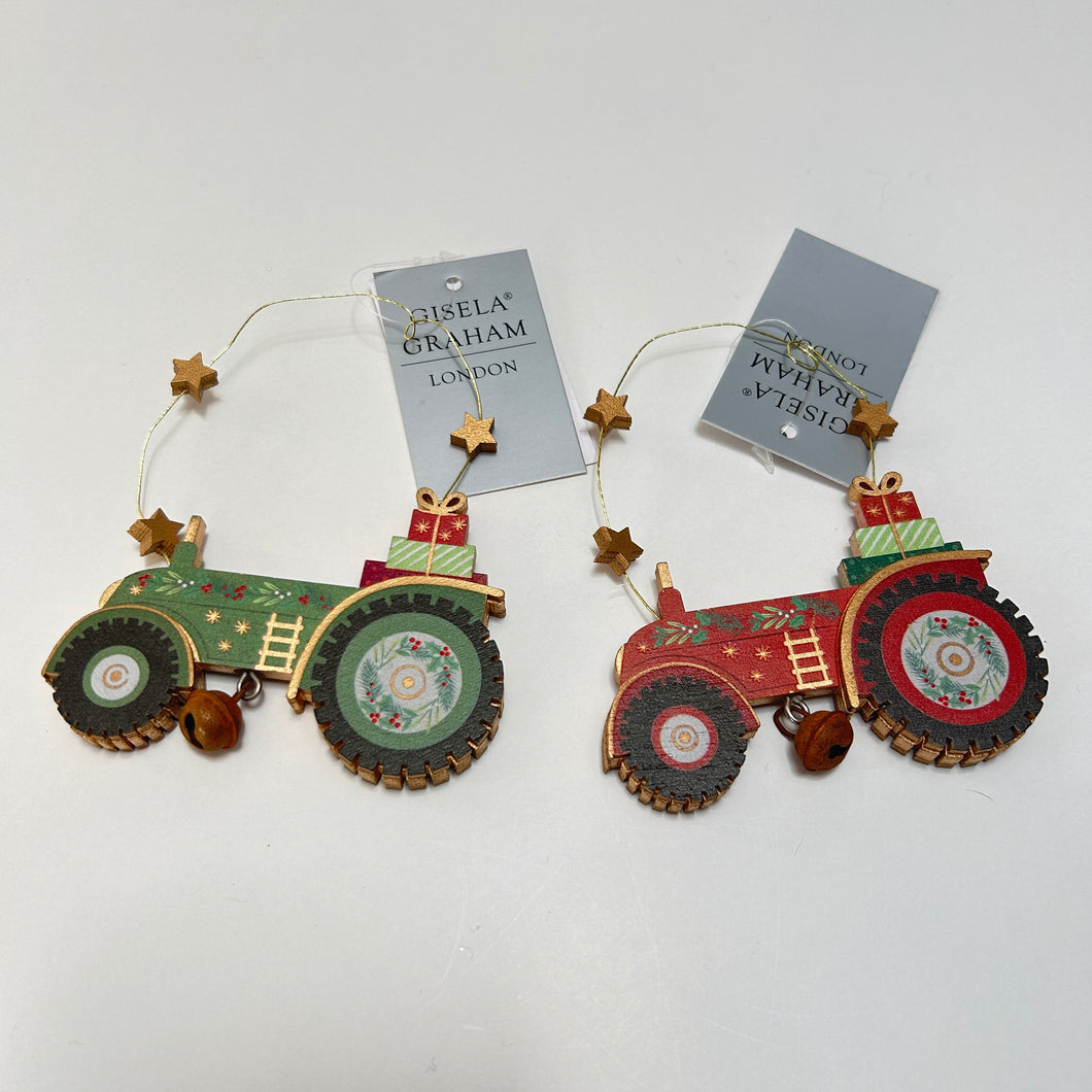 Tractors with Stars Wooden Decoration Set