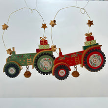 Load image into Gallery viewer, Tractors with Stars Wooden Decoration Set
