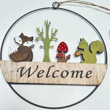 Load image into Gallery viewer, Welcome Metal &amp; Wood Circle Sign
