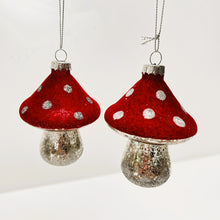 Load image into Gallery viewer, Felted Toadstool Glass Bauble
