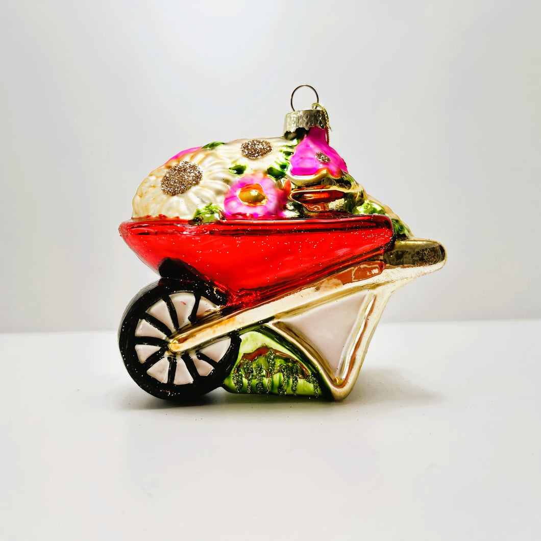 Wheelbarrow Glass Bauble