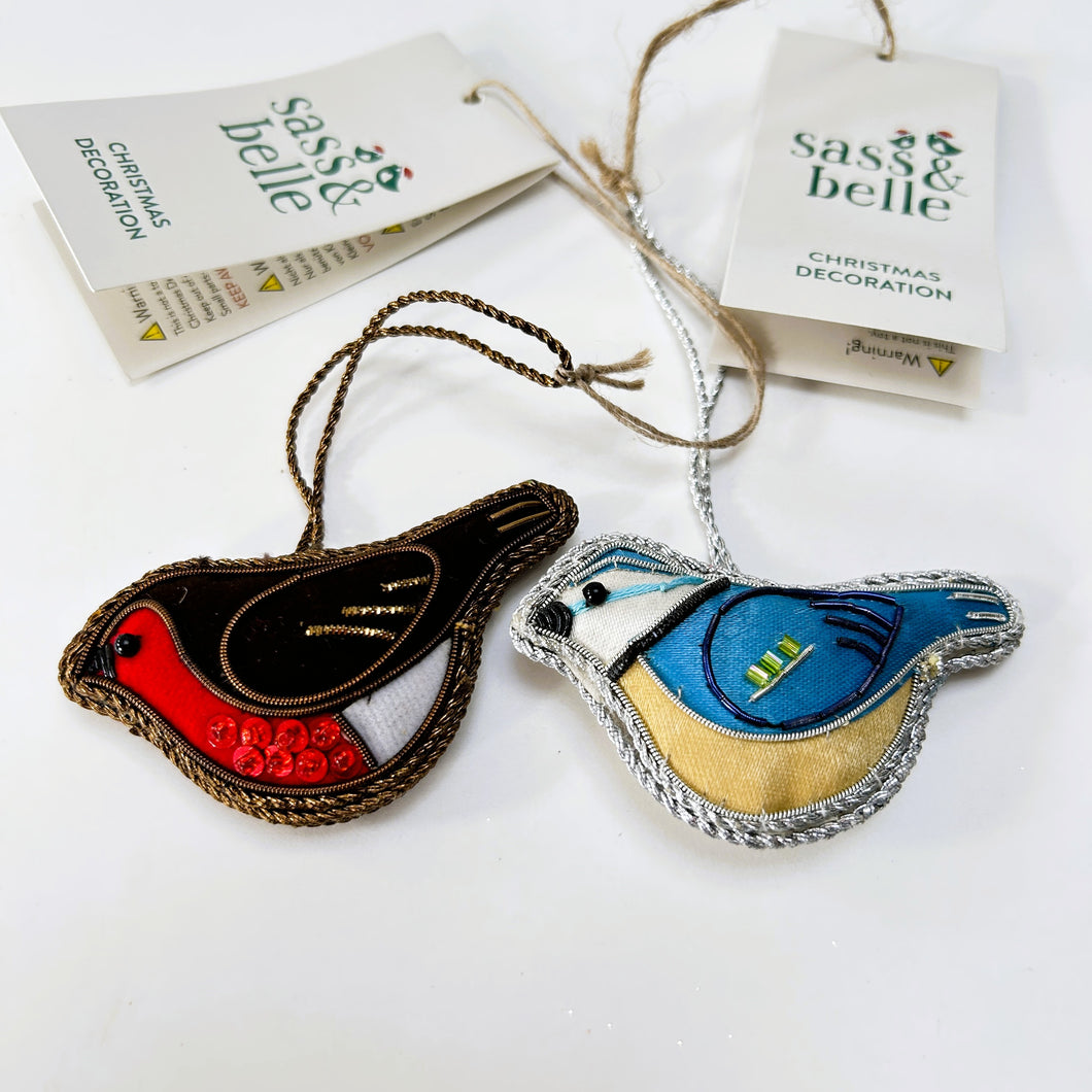 Robin & Blue Tit Mini Fabric Decoration Set