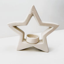 Load image into Gallery viewer, White Porcelain Star T-Light Holder
