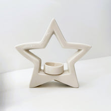 Load image into Gallery viewer, White Porcelain Star T-Light Holder

