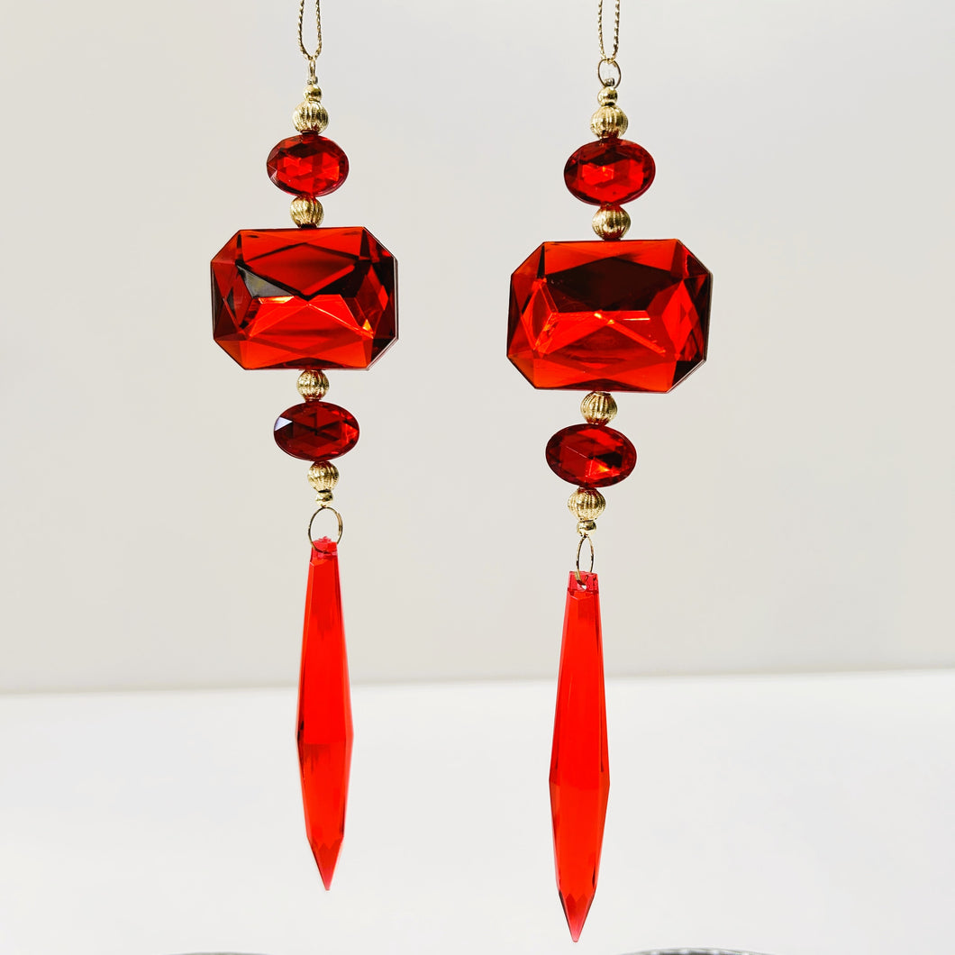 Red Diamante Icicle Drop Set