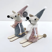 Load image into Gallery viewer, Pink &amp; Grey Mice on Skis
