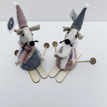 Load image into Gallery viewer, Pink &amp; Grey Mice on Skis
