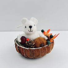 Load image into Gallery viewer, White Felt mouse in Autumn Nest
