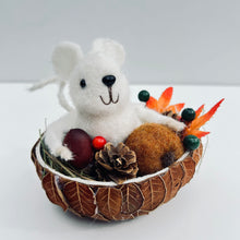 Load image into Gallery viewer, White Felt mouse in Autumn Nest
