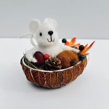 Load image into Gallery viewer, White Felt mouse in Autumn Nest
