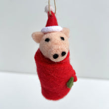 Load image into Gallery viewer, Felt Pig in Christmas Blanket
