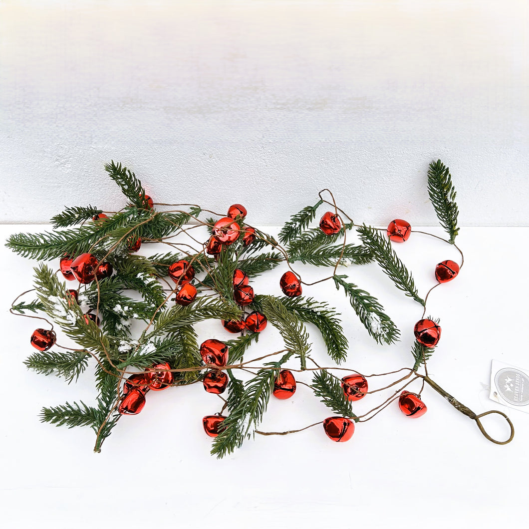 Red Jingle Bell Cypress Faux Pine Christmas Garland