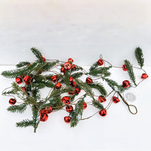 Load image into Gallery viewer, Red Jingle Bell Cypress Faux Pine Christmas Garland

