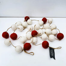 Load image into Gallery viewer, Red &amp; White Pom Pom Felt Christmas Garland
