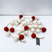 Load image into Gallery viewer, Red &amp; White Pom Pom Felt Christmas Garland
