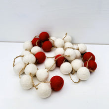 Load image into Gallery viewer, Red &amp; White Pom Pom Felt Christmas Garland
