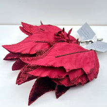 Load image into Gallery viewer, Dark Red Fabric Poinsettia Clip
