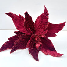 Load image into Gallery viewer, Dark Red Fabric Poinsettia Clip

