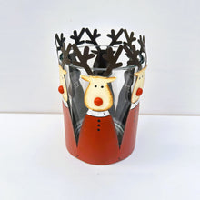 Load image into Gallery viewer, Metal &amp; Glass Reindeer Christmas Candle Holder
