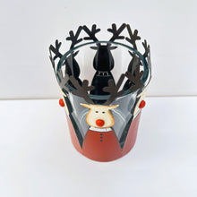 Load image into Gallery viewer, Metal &amp; Glass Reindeer Christmas Candle Holder
