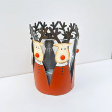 Load image into Gallery viewer, Metal &amp; Glass Reindeer Christmas Candle Holder
