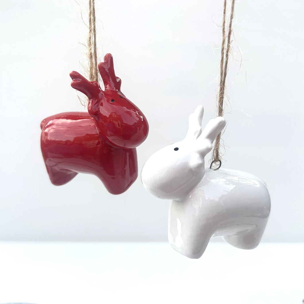 Red & White Scandi Mini Deer