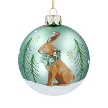 Load image into Gallery viewer, Matt Green Bauble with Hare
