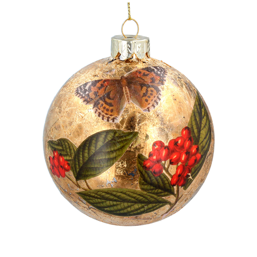 Butterfly Gold Leaf Glass Bauble