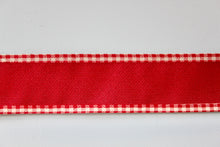 Load image into Gallery viewer, Red Gingham Trim Wide Wire Ribbon
