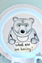 Load image into Gallery viewer, Toby Bear Pink Plate &#39;What are we having?&#39;
