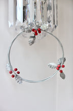 Load image into Gallery viewer, Holly &amp; Berries Silver Metal Wreath
