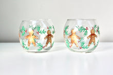Load image into Gallery viewer, Gingerbread Men Glass Candle Holder
