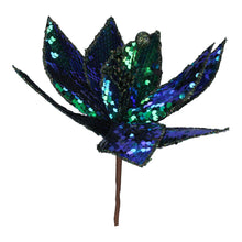 Load image into Gallery viewer, Peacock Glitter Poinsettia Pick
