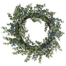 Load image into Gallery viewer, Eucalyptus Leaf &amp; Blueberry Decorative Wreath
