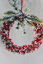 Load image into Gallery viewer, Red Berry and Snow Glitter Wreath
