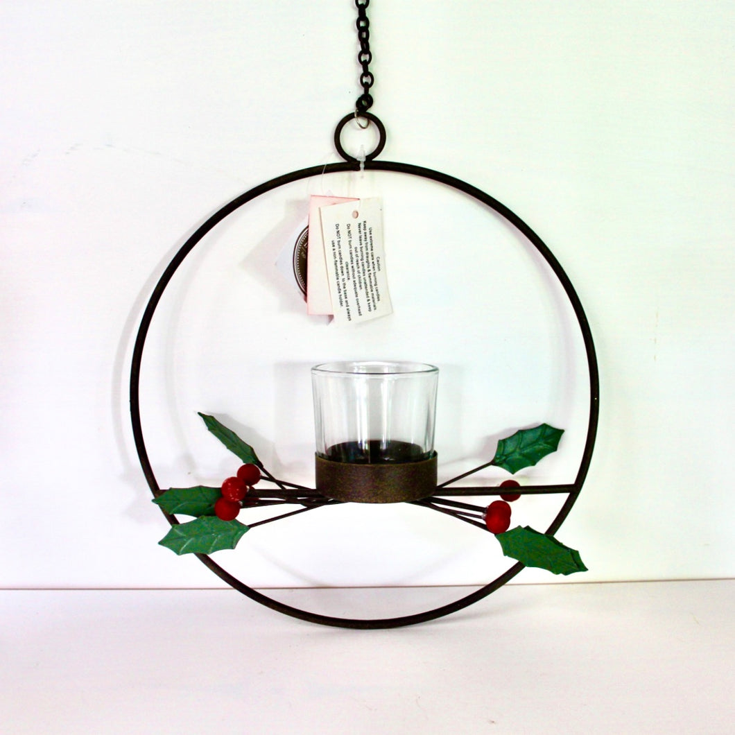 Metal Circle Holly T-Light Holder