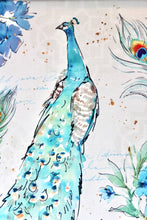 Load image into Gallery viewer, Peacock Fabric Framed Distressed Print
