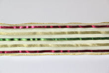 Load image into Gallery viewer, Green Stripe Wide Wire Ribbon
