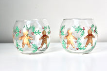 Load image into Gallery viewer, Gingerbread Men Glass Candle Holder
