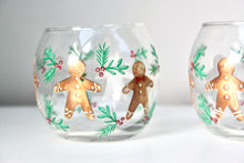 Load image into Gallery viewer, Gingerbread Men Glass Candle Holder
