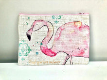 Load image into Gallery viewer, Flamingo Design Vintage Style Cosmetic Bag
